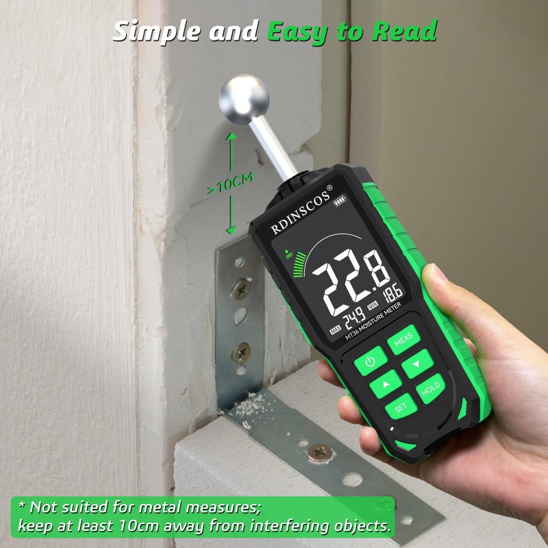RDINSCOS Moisture Meter for Firewood  Wood Moisture Meters for Walls  Firewood Floor Humidity Detector Lumber Humidity Tester Paper Cerimic Ceiling Firewood Cardboard Humidity Building Material (Black-Ball) - Image 4